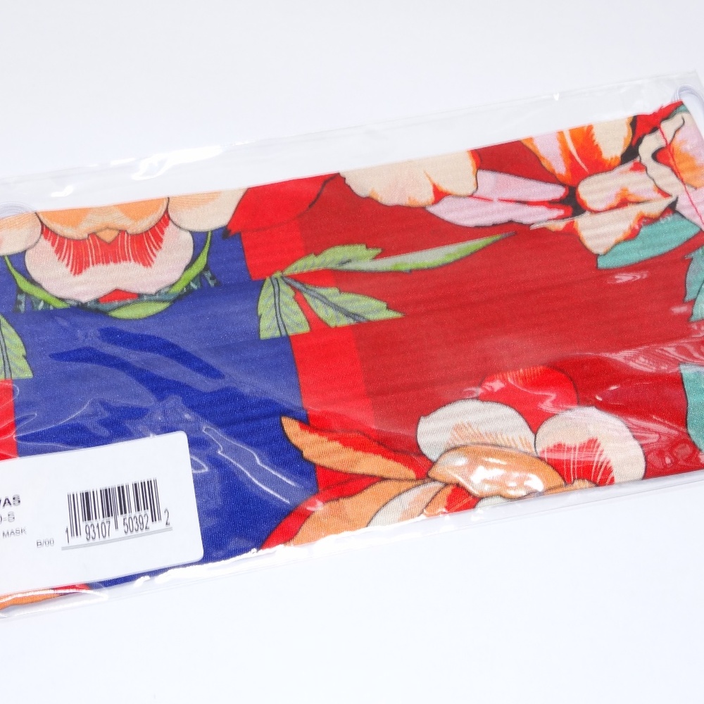 Johnny Was Red Blue Floral Silk Fave Mask Cover